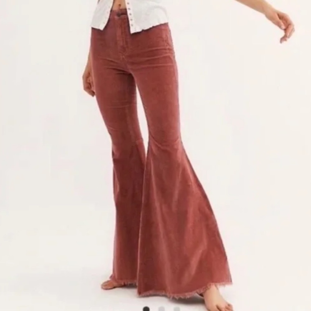 Free People Just Float On Brown Corduroy Super Flare High Rise Pants